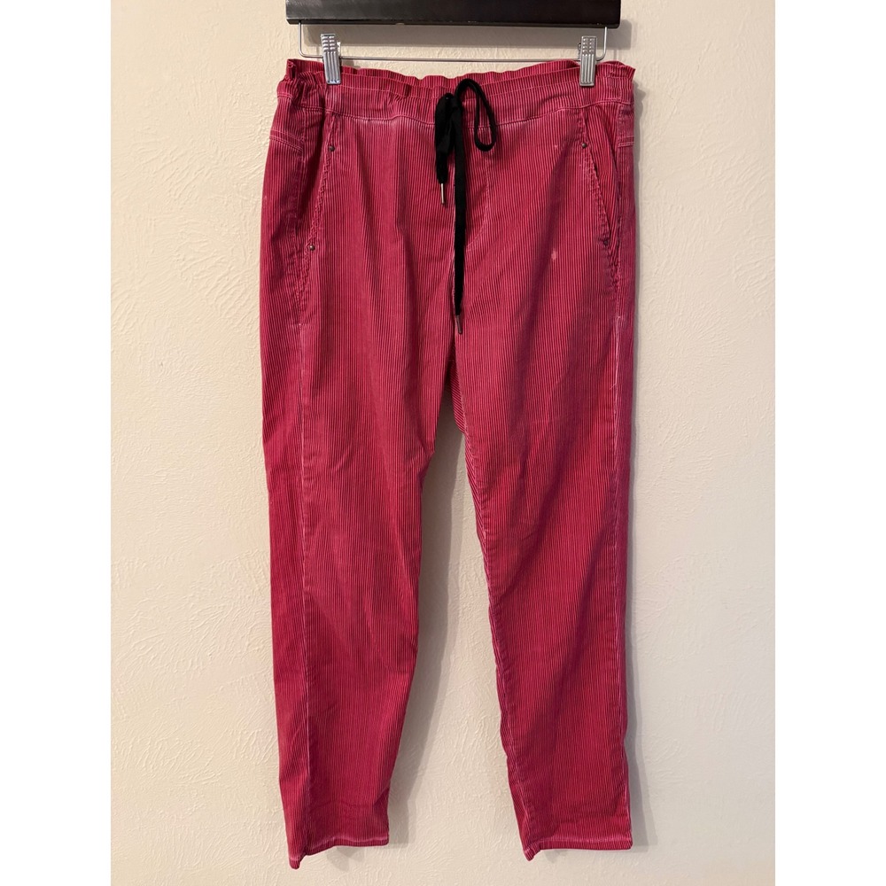 Alembika Pink Black Pinstripe Pants Drawstring Tapered Pants Size 3